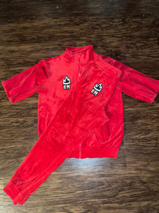 Red Paid in Full Velour H!M Jogger set