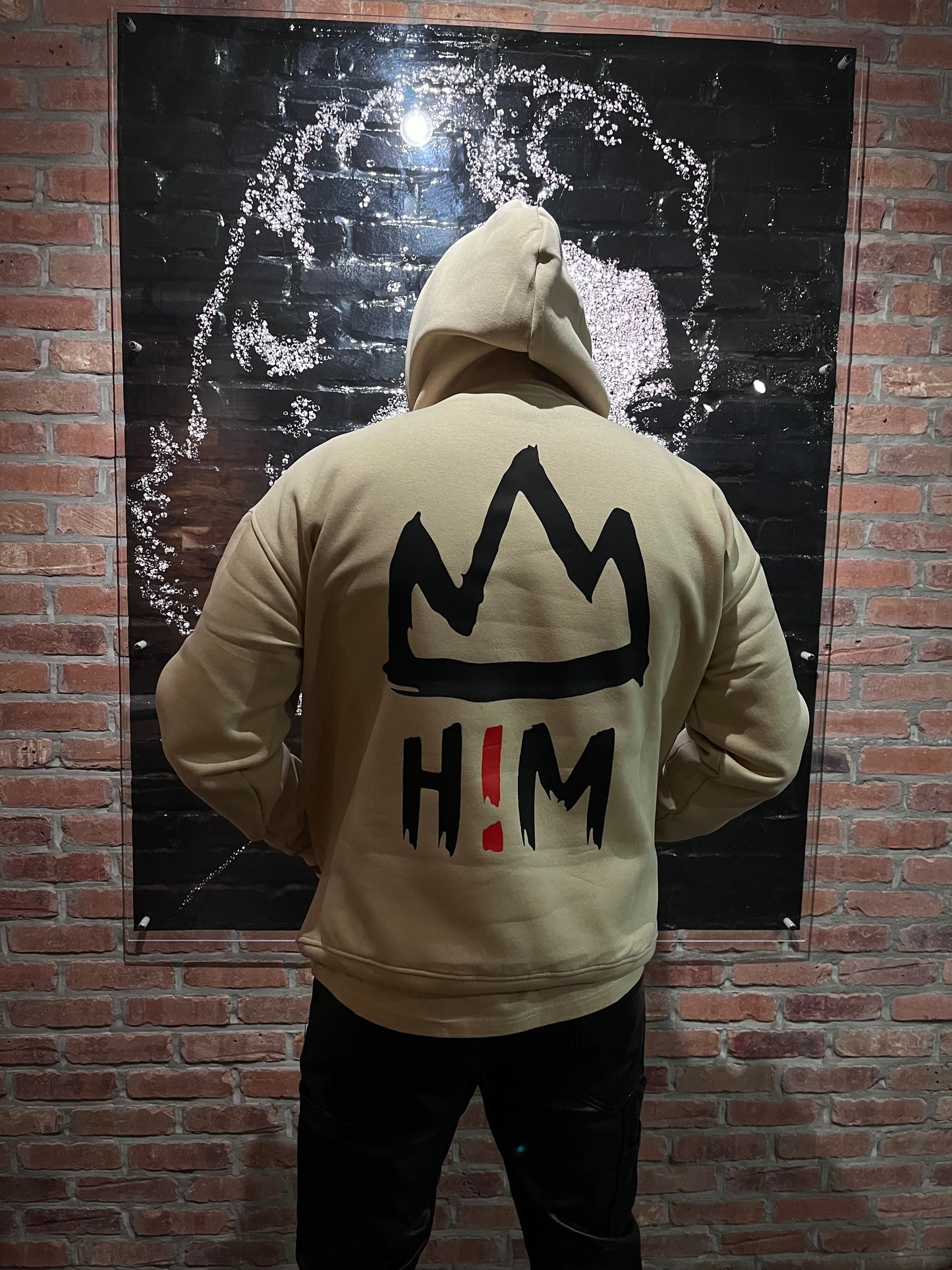 Long Sleeve H!M one of one Sand Oversized Essential Hoodie