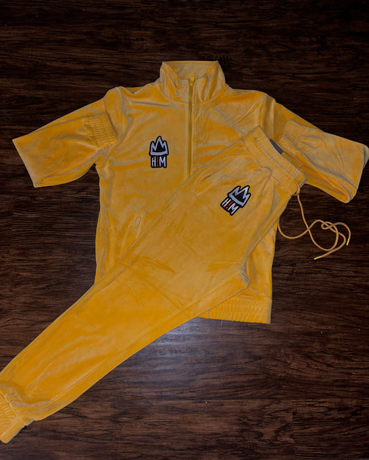 Yellow Paid in Full Velour H!M Jogger Set